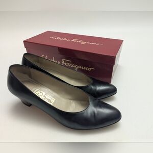 Salvatore Ferragamo Women's Snella Black Leather Heels 8